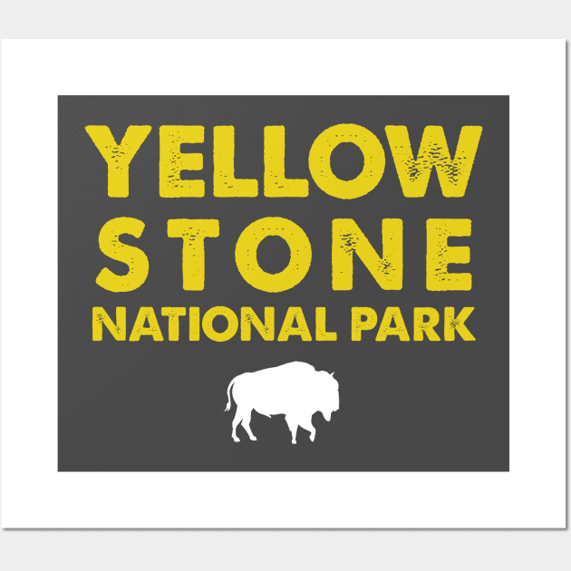 Yellowstone National Park Bison Retro Wall Art by roamfree